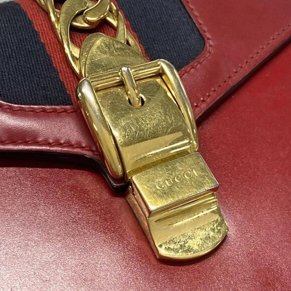Auth GUCCI Sylvie 470270 Red Leather Handbag - Picture 11 of 15